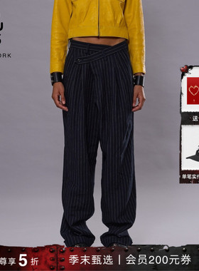 【明星同款】R13 CROSS OVER 宽松阔腿亚麻西装裤