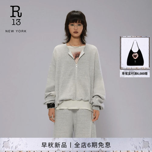 R13宽松气球袖拉链卫衣