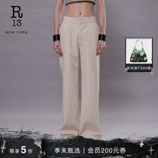 复古斜纹后系带牛仔裤 R13 高腰宽松水手裤 SAILOR 2025春夏新品