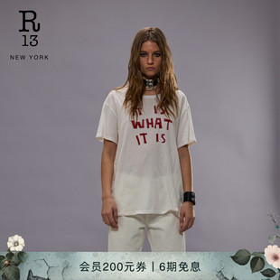 简约个性 2025春夏新品 美式 T恤 印花休闲宽松短袖 明星同款 R13