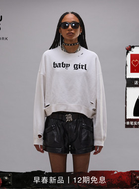 R13 2026早春新品 短款俏皮个性字母舒适复古慵懒风卫衣套头衫