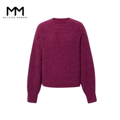 MM麦檬新品山羊绒蚕丝玫红针织衫毛衣上衣女2025冬新款5GA234431