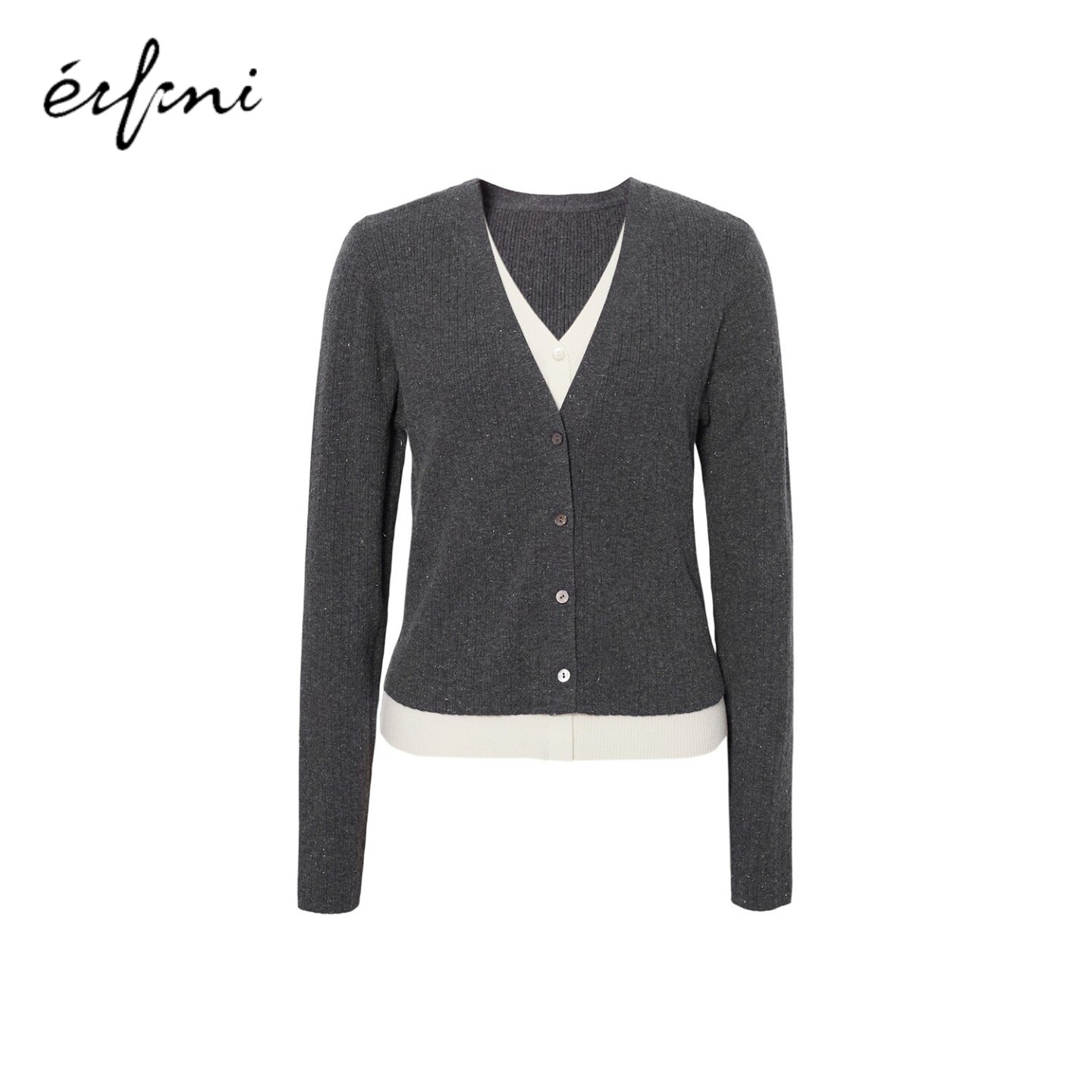 伊芙丽新品时尚百搭毛衣2025秋冬新款假两件针织衫上衣1GA133581G