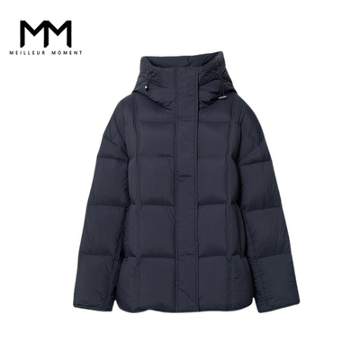 MM麦檬新品鹅绒保暖羽绒服藏青色百搭外套25冬新款上衣5GA180961Q