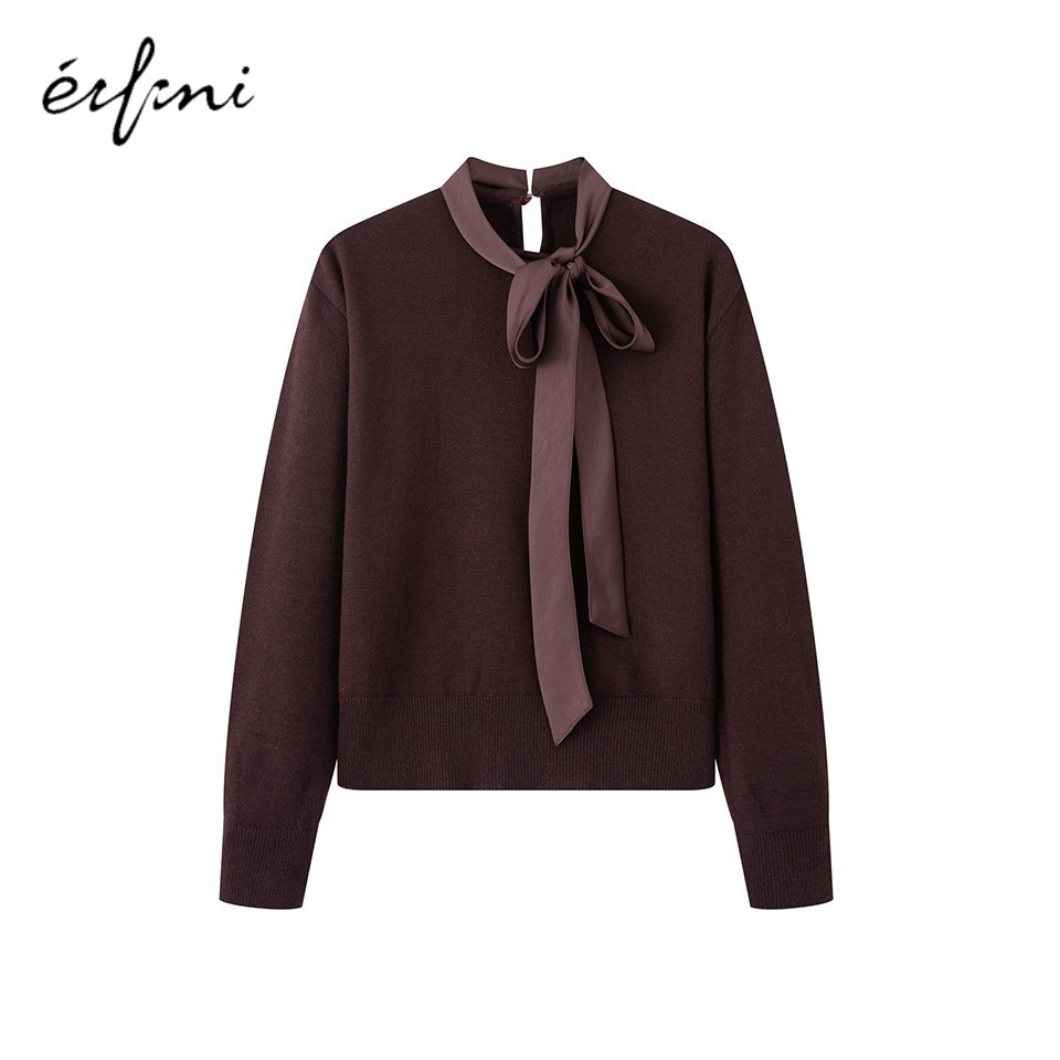 【蒋欣同款】伊芙丽新品系带领羊毛针织衫毛衣25秋新款1GA132792