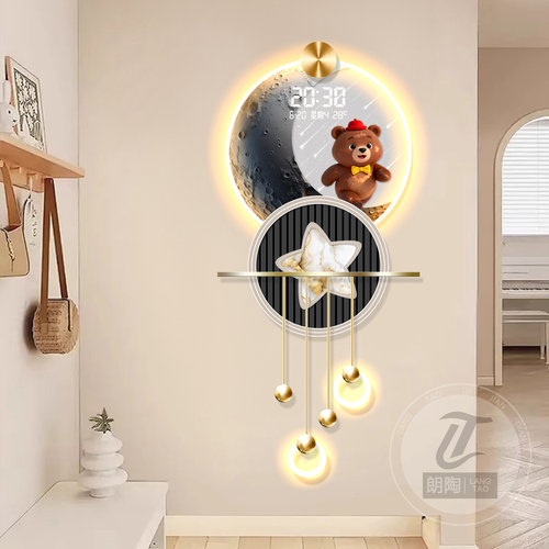 奶油风玄关装饰画小熊潮玩挂件