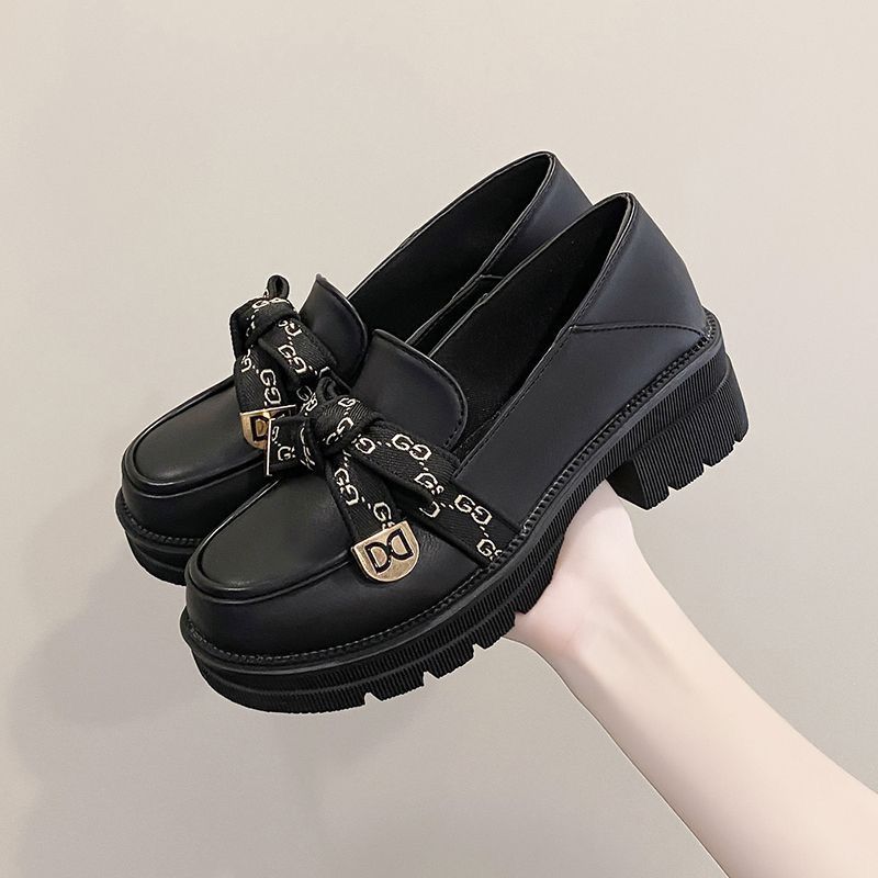 厚底增高粗跟乐福鞋女202