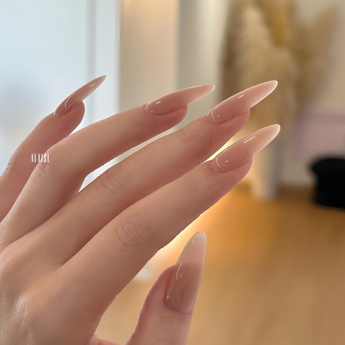 嬛嬛同款纯欲风裸色美甲手工定制穿戴甲清透高级感显白新娘可穿戴