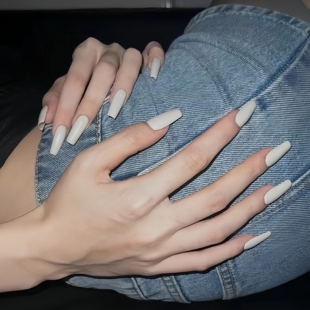 手工穿戴甲2026年新款白灰色穿戴甲片网红流行色简约纯色美甲婚甲