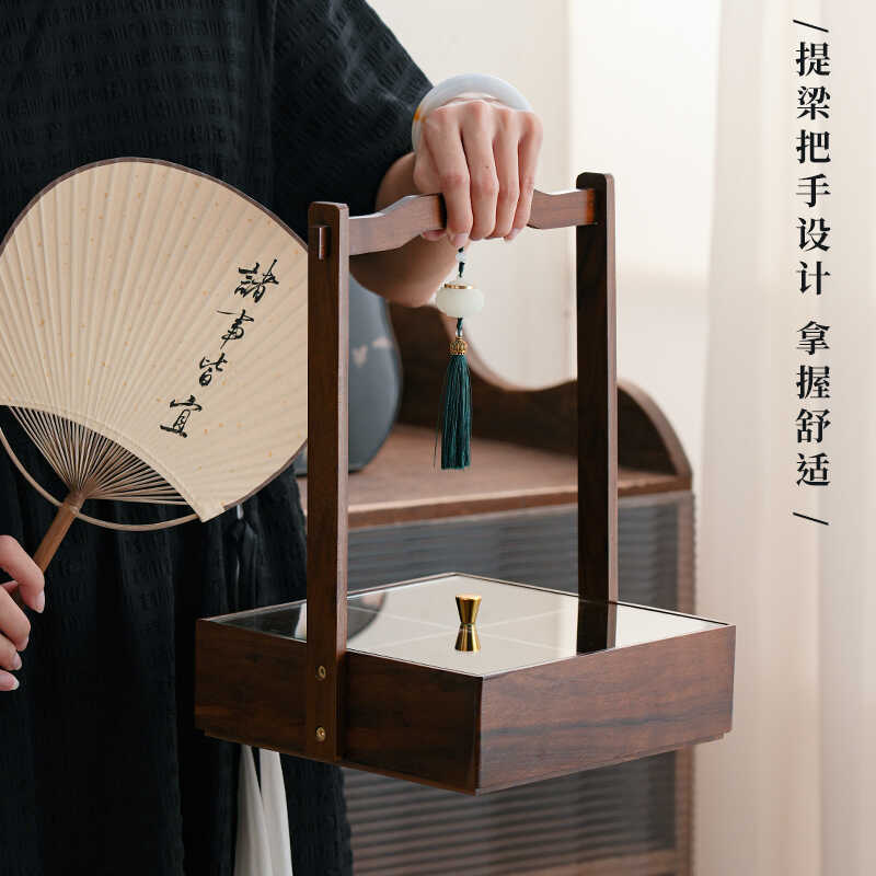 手工胡桃木中式分格干果盒