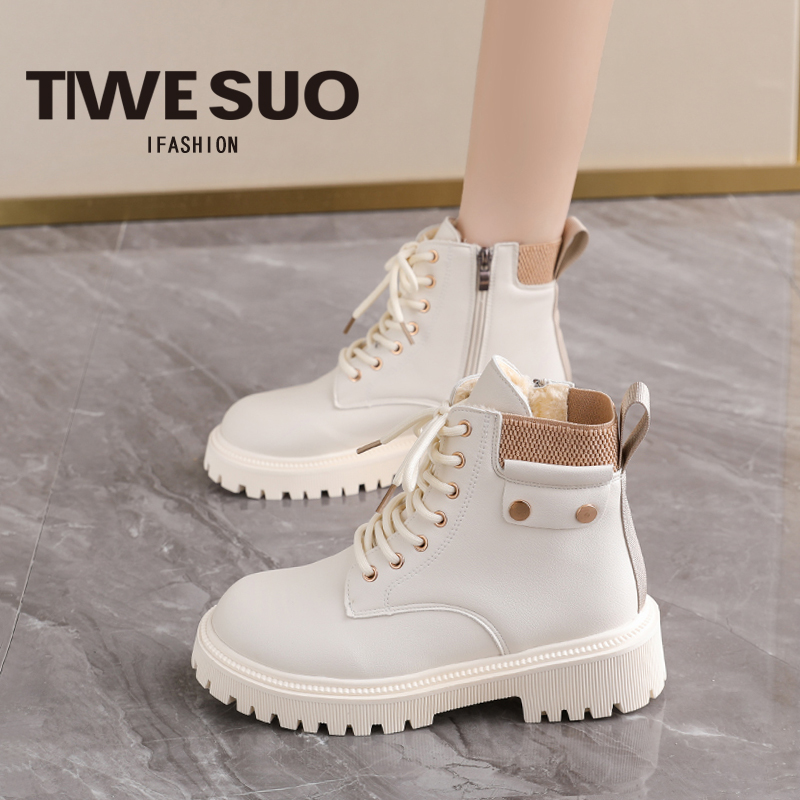 厚底马丁靴女短靴加绒保暖雪地棉