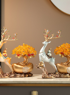 树脂招财祝福中式客厅水晶摆件