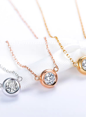 玫瑰金莫桑石泡泡米奇项链