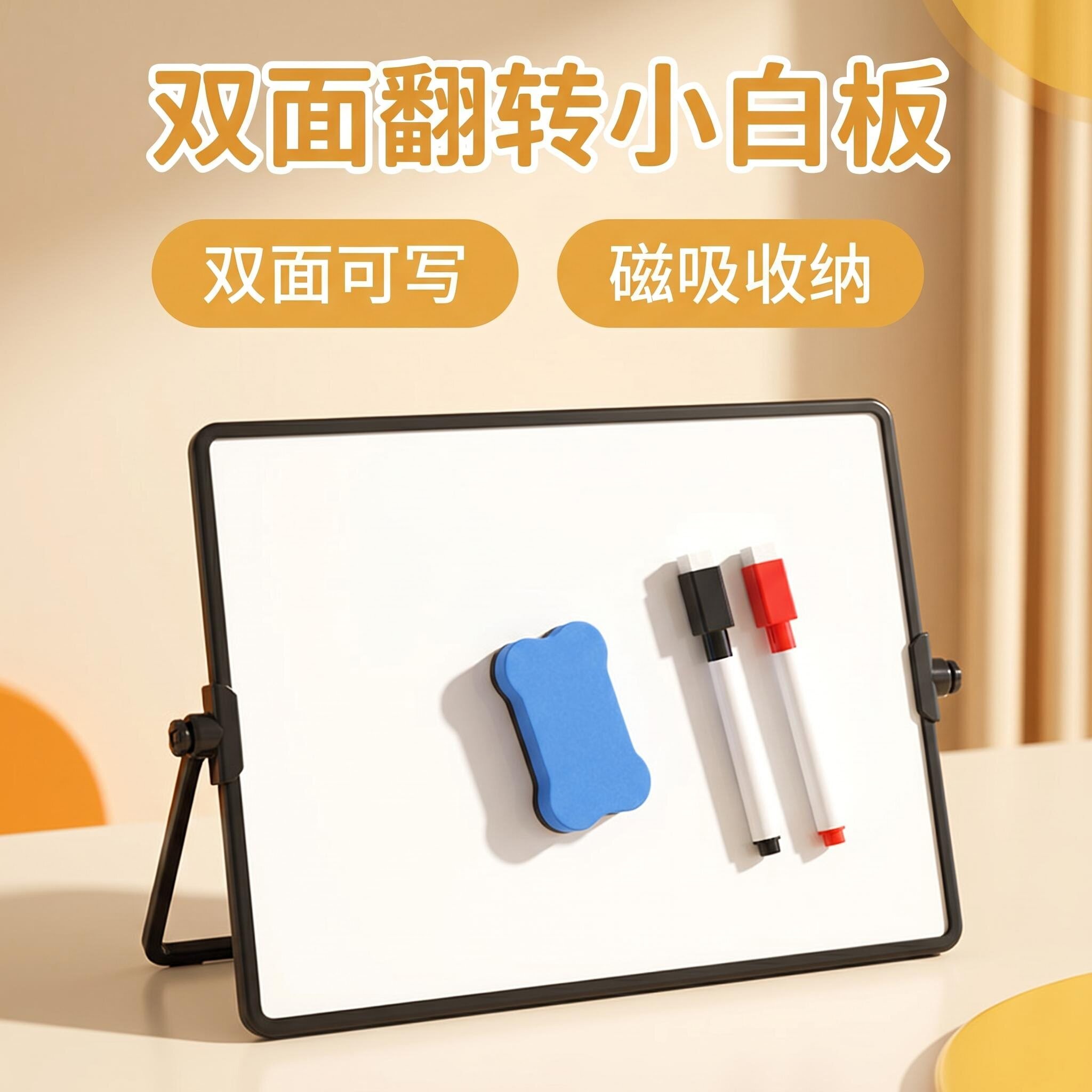 桌面双面小白板可翻转带支架