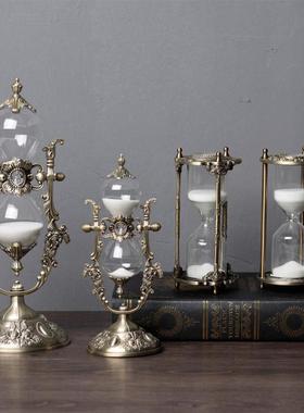 欧式创意沙漏客厅装饰摆件家居办公室装饰品锌合金高档时间计时器