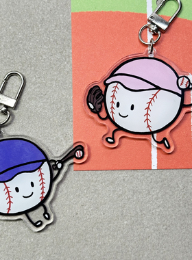 卡通棒球垒球钥匙扣背包书包球包挂件链球社团俱乐部比赛礼物周边