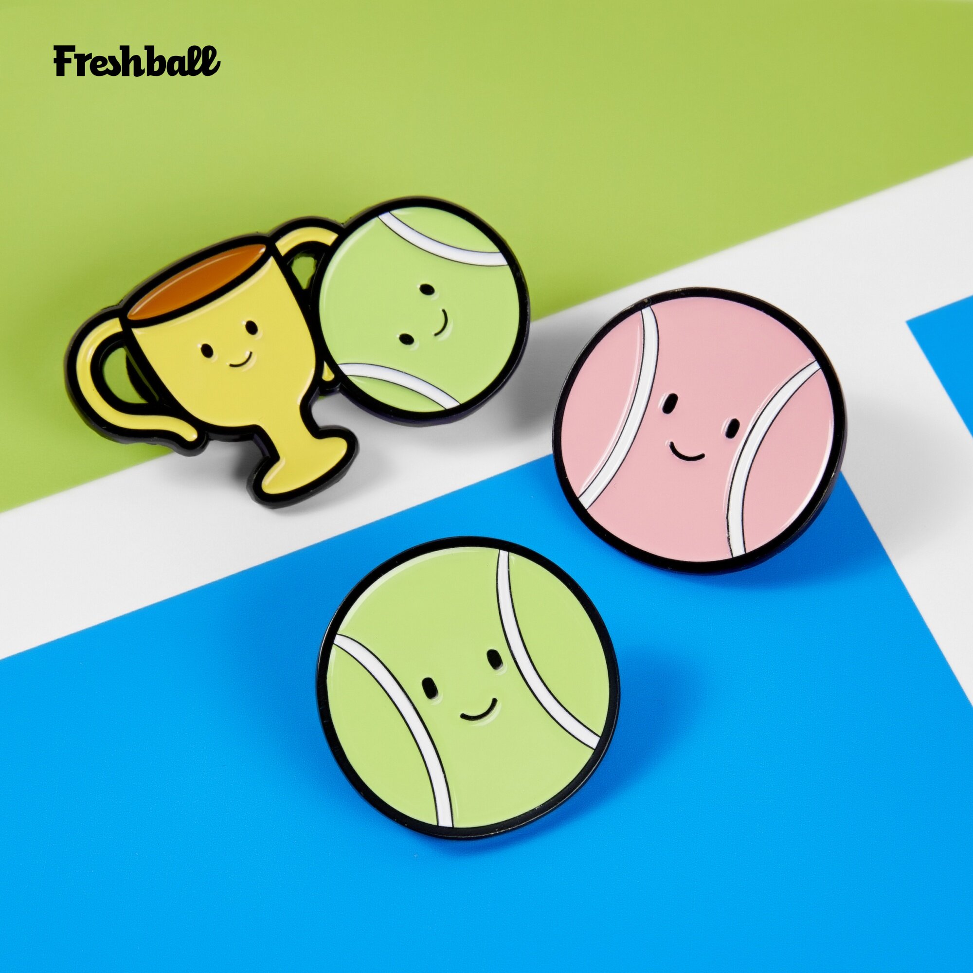 Freshball可爱卡通网球金属徽章胸针背球包配饰周边球友礼物饰品