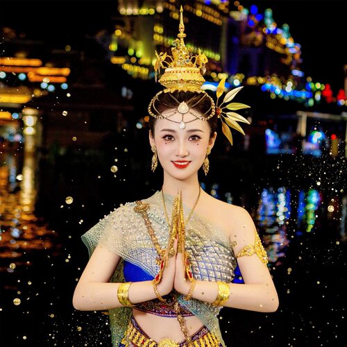 新款皇冠西双版纳特色民族饰品傣族舞台演出影楼婚礼拍照金色泰国