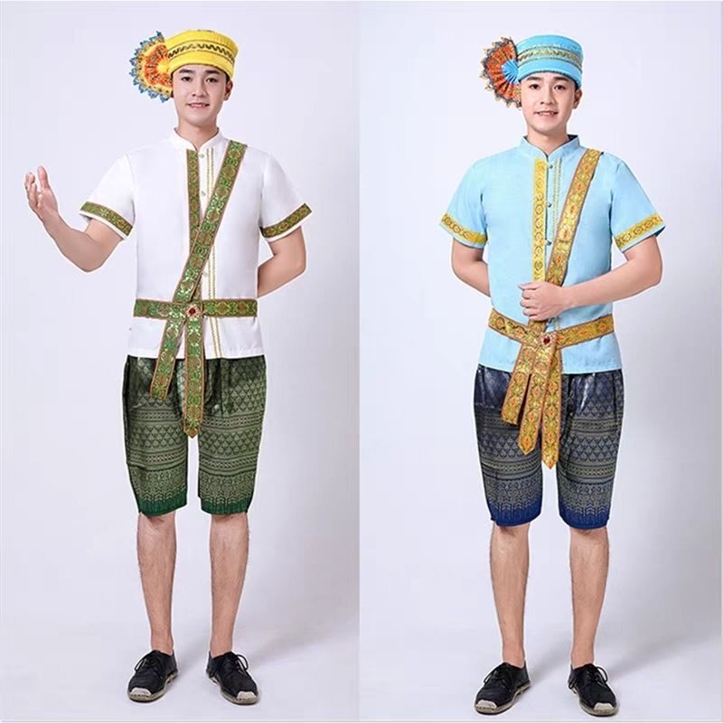 西双版纳傣族服装泰国东南亚艺考服男款套装拍照旅游舞台表演服
