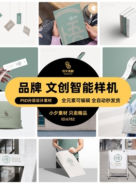 品牌包装LOGO设计文创产品VI提案展示效果智能贴图样机PSD素材
