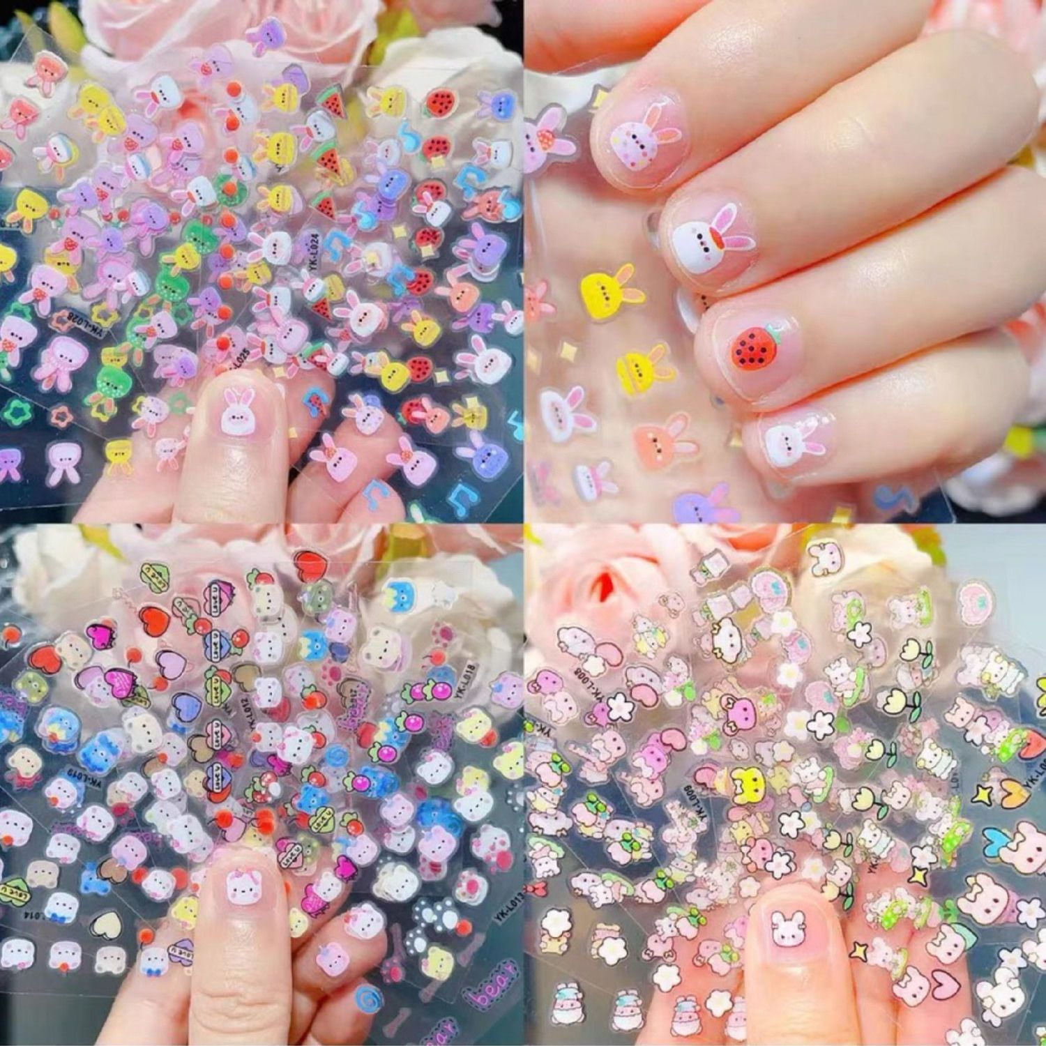 儿童可爱卡通指甲贴公主宝宝防水美甲贴花小孩玩具小兔子美甲贴纸