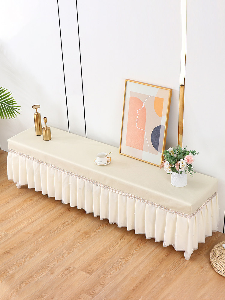 蕾丝纯色电视柜罩桌布全包电视柜防尘罩套可定制简约换鞋凳子罩