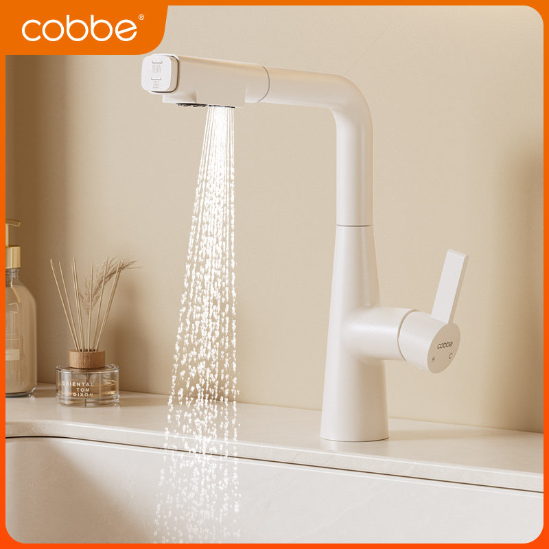 卡贝抽拉式水龙头洗脸盆洗手盆白色冷热洗脸池卫生间洗漱台盆龙头