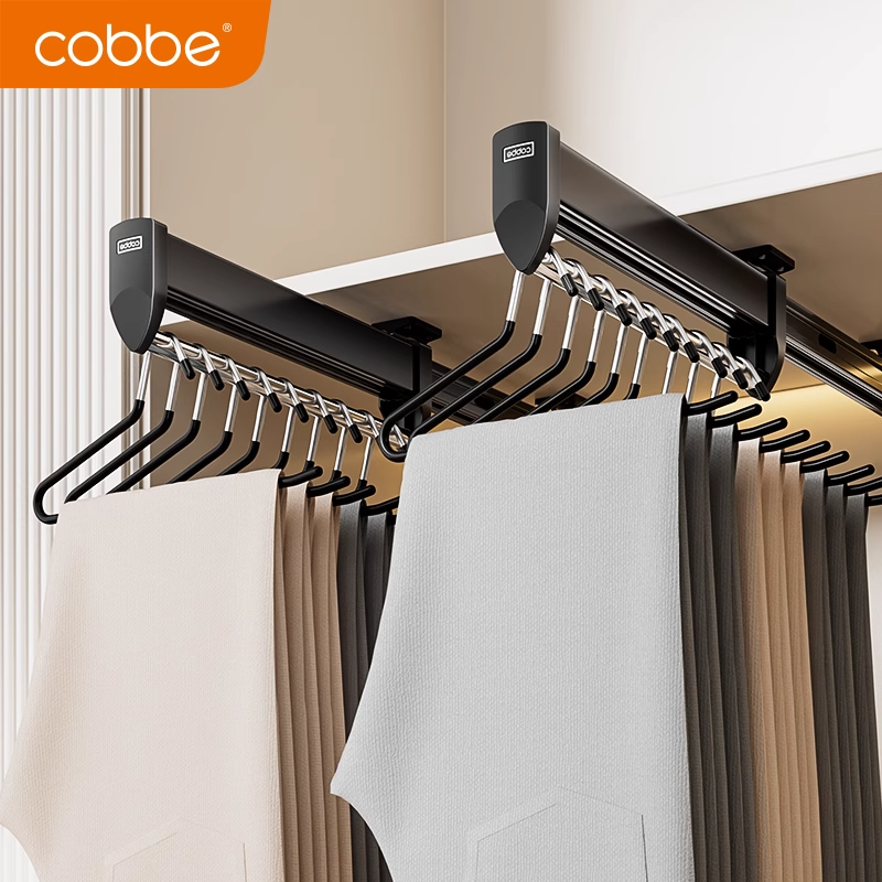 卡贝裤架衣柜内置顶装抽拉式伸缩裤架滑轨收纳家用挂裤子五金配件