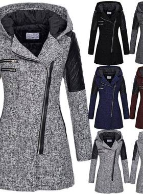 coat cotton thick jacket windbreaker woolen zipper oblique