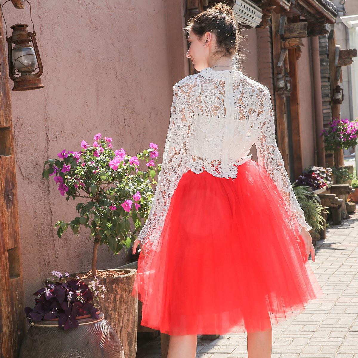 Layered mesh skirt dress skirt ballet style tulle skirt