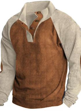 Men's Casual Henley Sports Sweatshirt Tops