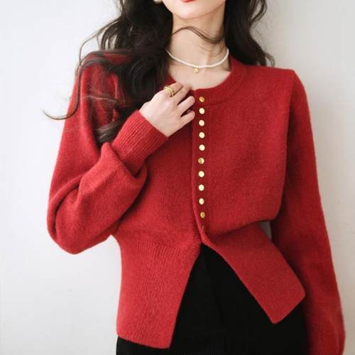 Top Small All-match Sweater Knitted Slit Single-Breasted
