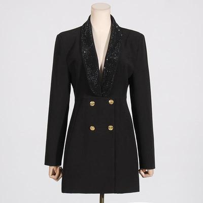 beaded temperament jacket deep heavy backless suit V-neck