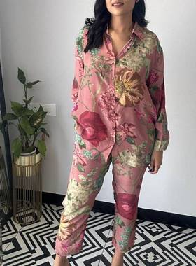 suit piece two floral fashion pants cropped shirt suit