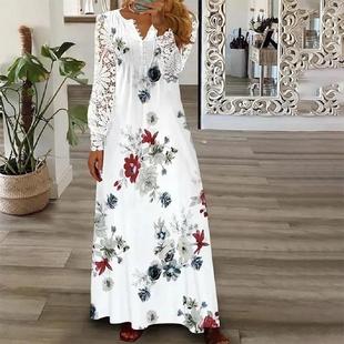 neck Dress Petal Long Fashion Temperament Sleeve Womens
