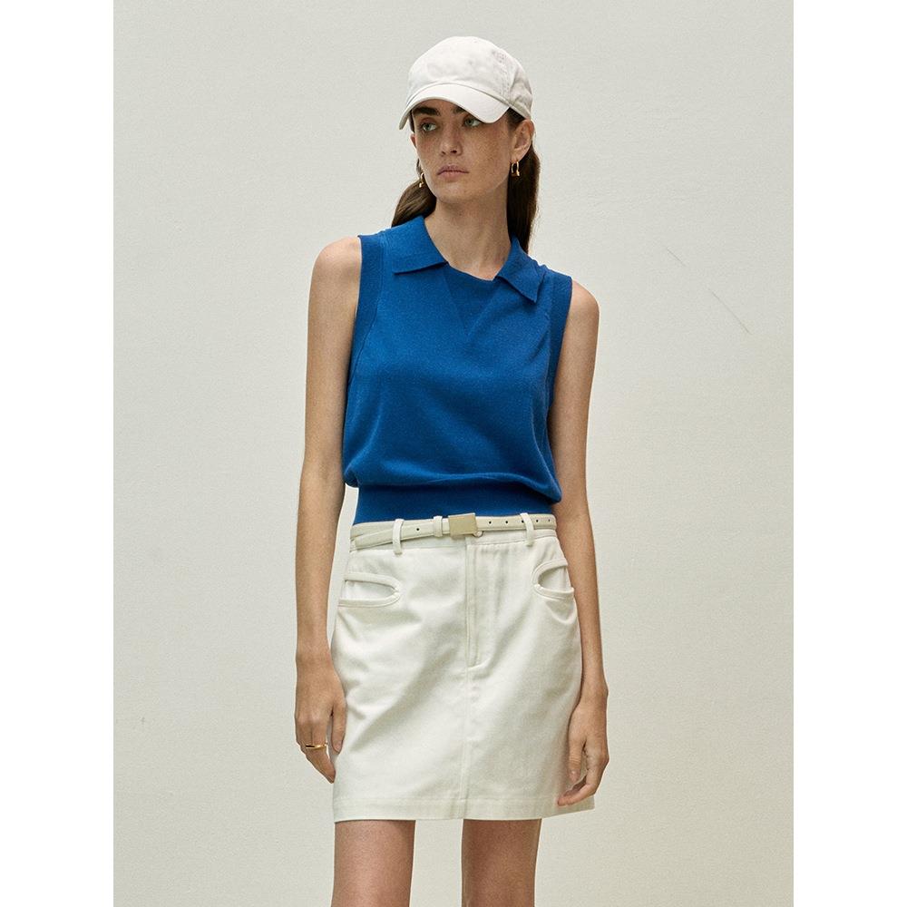 Sleeveless sweater for women simple casual short style