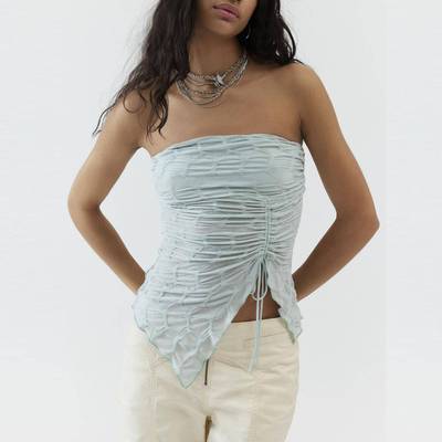 vest backless summer tank hem asymmetrical drawstring