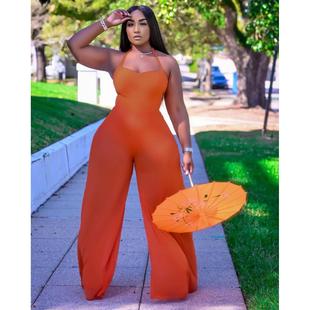 jumpsuit neck mesh Summer tie layer halter sexy double