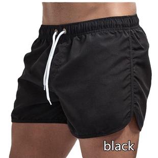color straight Fashion solid beach pants quarter mens three