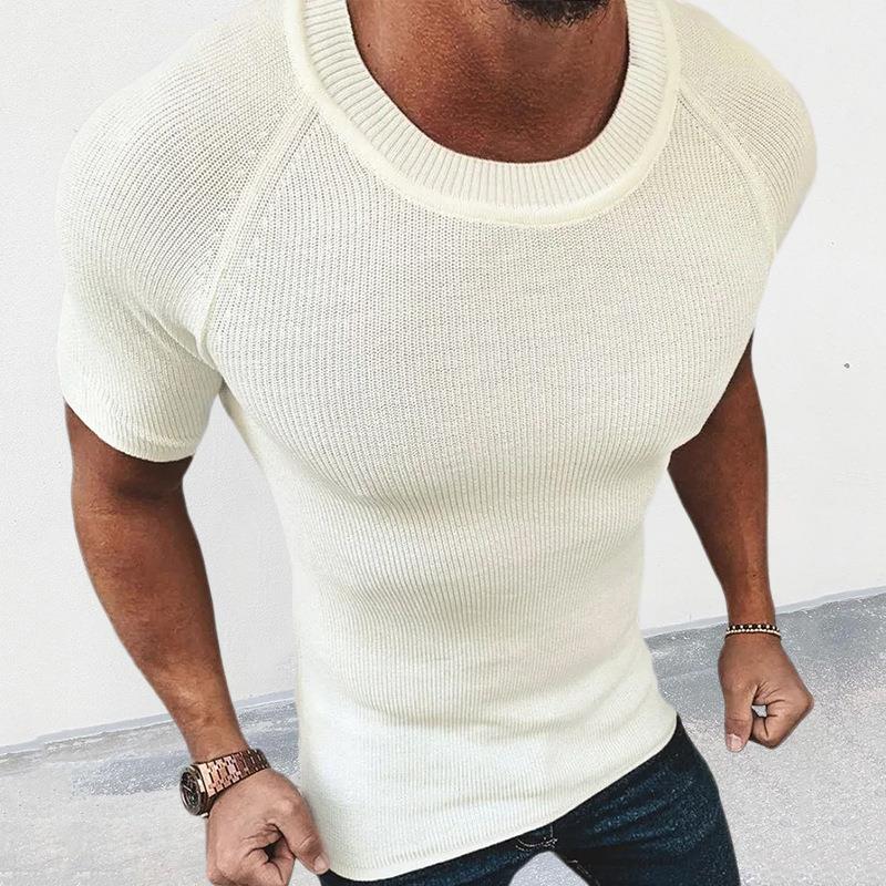wear mens muscle top sweater pullover sleeve short fit slim