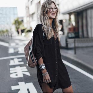 length casual for shirt color women lapel loose solid mid