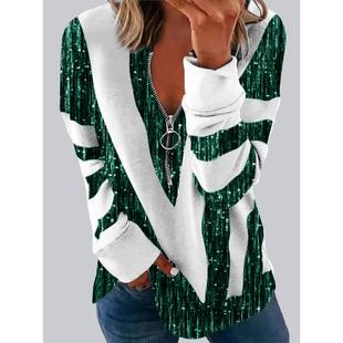 loose casual sleeve Womens long collar stand zipper