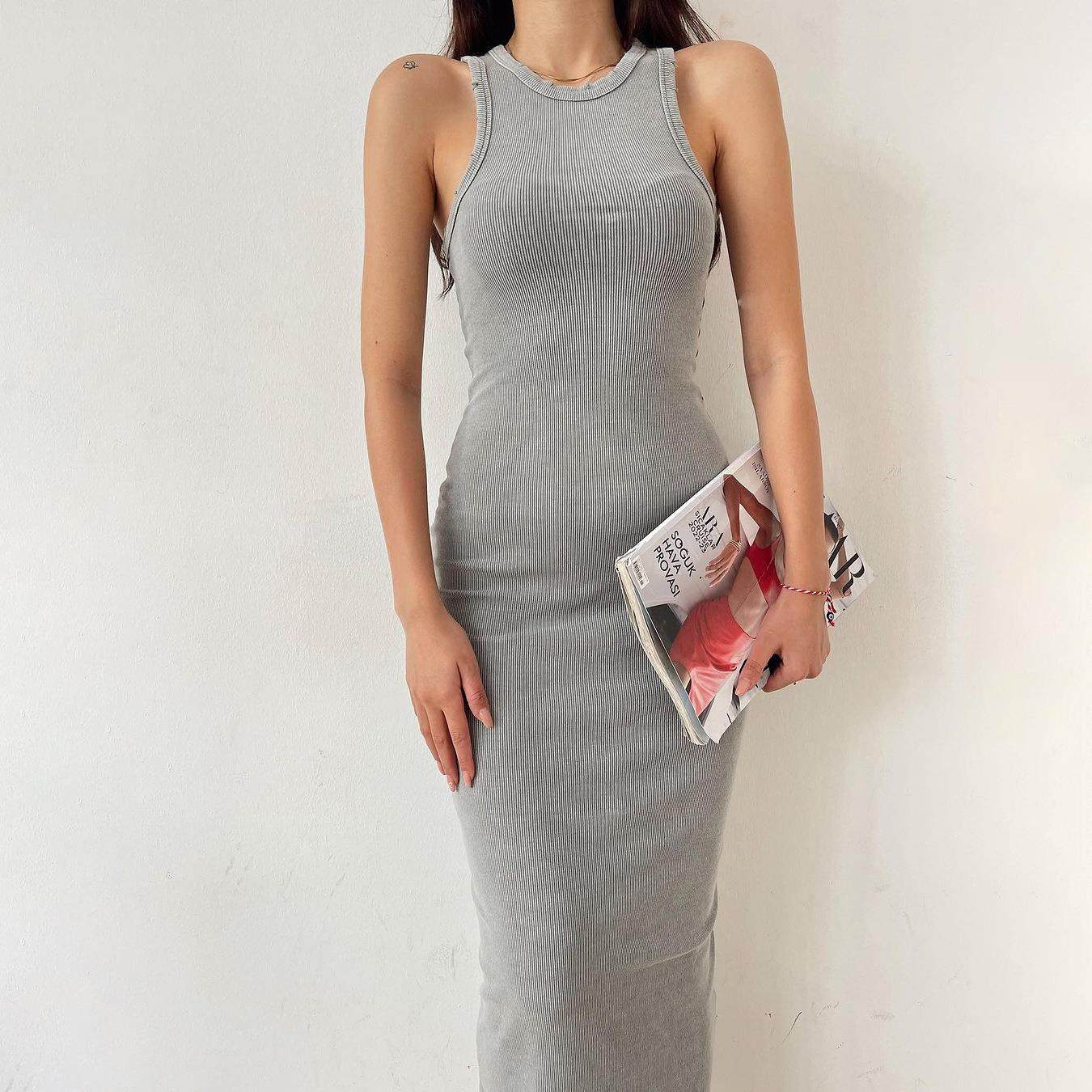 cpdb new autumn dresses zip slim color solid sleeveless