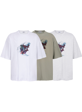 lablfe-01104复古视觉拼接手岛印花宽松重磅T恤短袖小众cleanfit