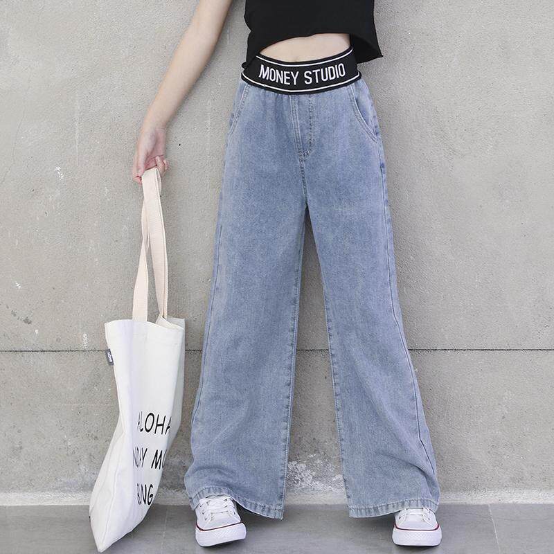 高腰宽松裤儿童套装女童裤子套装夏装薄款阔腿裤中大童洋气牛仔裤