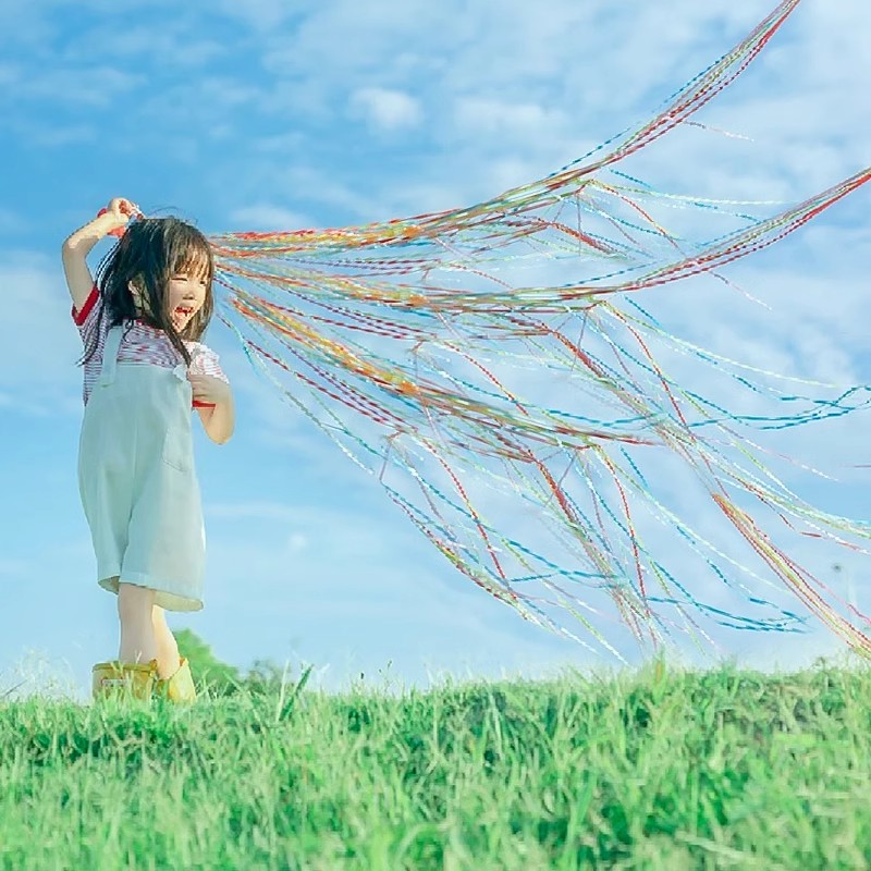手抛彩带手扔拉炮礼花春游户外拍照道具创意生日装饰场景布置道具