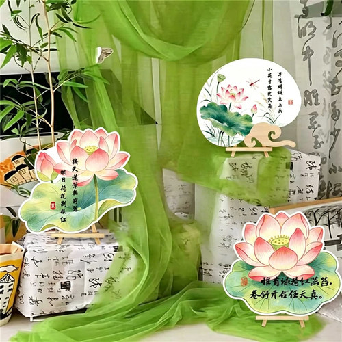 幼儿园夏日环创布置荷花桌面摆件