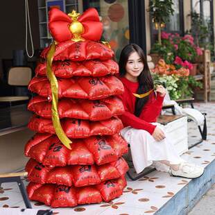 新年发财树气球马年公司办公室商场开学布置喜庆氛围装饰春节财神