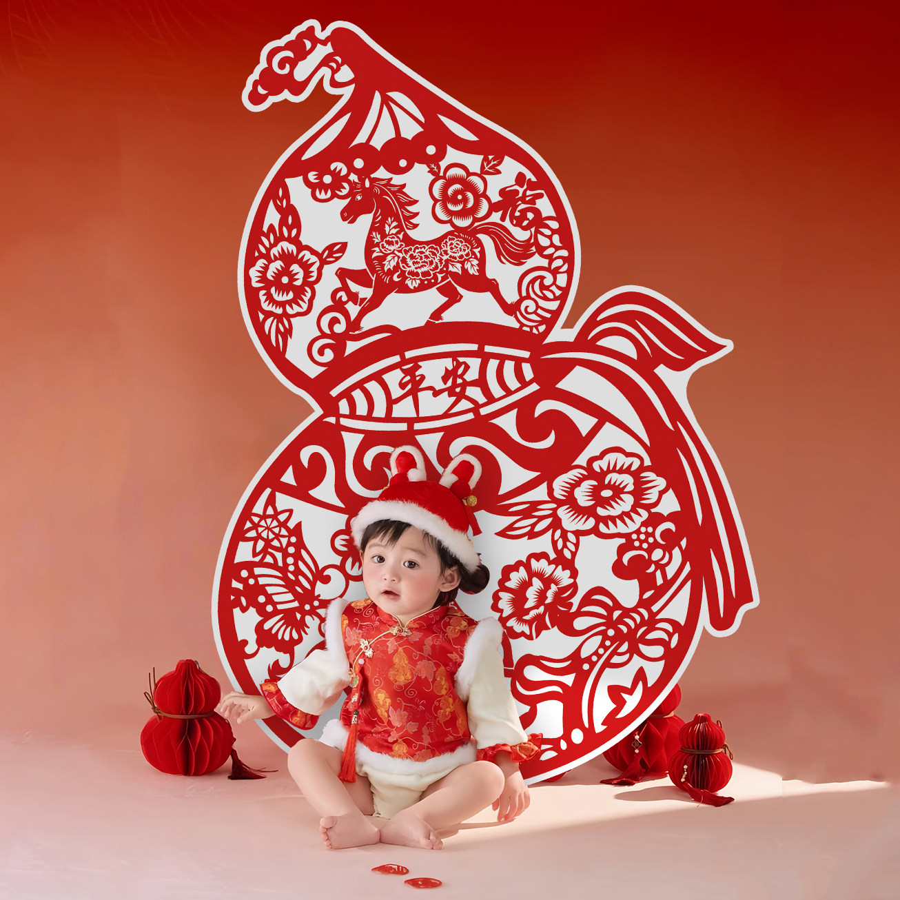 剪纸葫芦kt板小马手举牌宝宝周岁儿童写真摄影楼氛围新年拍照道具,节庆用品/礼品,节日装扮用品,淘宝优惠券,粉丝福利购,淘宝优惠卷