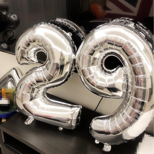 32寸生日银色数字铝膜气球